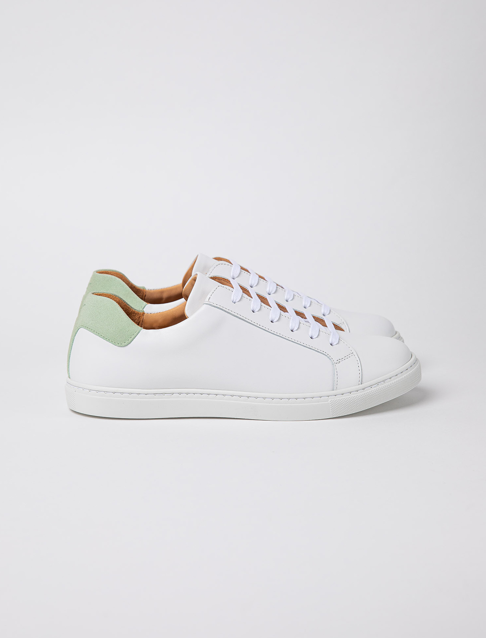 Sneakers Olivia - Blanc et vert pastel velours